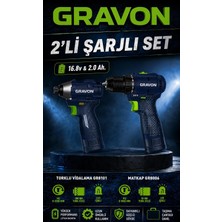 Mur-Cell Gravon 16.8V 2AH Şarjlı Torklu Somun Sıkma Vidalama-Matkap Ikili Set