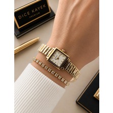 Dice Kayek Premium Vintage Kadın Kol Saati Gold Çelik Kordon 5 Atm Su Geçirmez Bileklik Hediyeli J25
