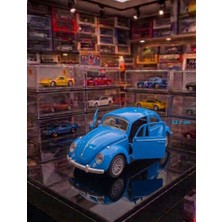 Oyuncak Sahili Volkswagen Bettle Nostalji 12.7cm Kaplumbağa Koleksiyon Araba Diecast Metal Kapılar Bagaj Açılır Metalic Lacivert