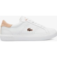 Lacoste Powercourt 2.0 Leather Womens Sneaker Hakiki Deri Kadın Günlük Spor Ayakkabı Beyaz