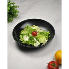 1 Adet Porselen Salata Tabağı 25 cm Çukur Servis Tabak Sunum Kase- Siyah