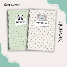 Nevahir Özet Defteri A5 Spiralli 90 gr Karton Kapak Panda ve Koala Desenli