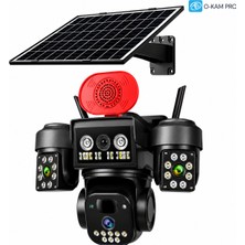 Wifi Solar Kamera 3 Lens Solar Panelli 9mp Sirenli 5220