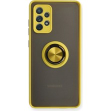 Mestore Samsung Galaxy A72 Kılıf Montreal Yüzüklü Silikon Kapak - Sarı