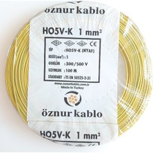Öznur 1 mm Nyaf Bakır Kablo (Çok Telli Yumuşak) 100 Metre Sarı-Yeşil