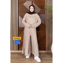 Balenbi Kadın Modal Cupra Kumaş Oversize Tunik Bol Paça Pantolon Tesettür Takım 1227 - Premium Seri