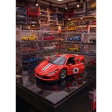 Oyuncak Sahili Ferrari 296 Gtb Diecast Metal Tarzı 12.4cm Koleksiyon Model Araba Kapıları Açılır Çekbırak Kırmızı Çizgili 2 Asorti