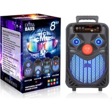 Teknolojicim NDR-P66 Taşınabilir Bluetooth Hoparlör 8" Inç Karaoke Mikrofonlu Şarjlı Işıklı Ses Sistemi 300W