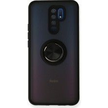Mestore Xiaomi Redmi 9 Kılıf Montreal Yüzüklü Silikon Kapak - Siyah