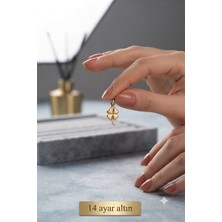 Papatya Silver Orjinal 14 Ayar Sertifikalı Altın Minimalist Yonca Altın Kolye Ucu