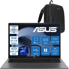 Asus Vivobook S16 (S3607AA) Intel® Core™ Ultra 7 355 Aı 64GB Ddr5 256GB SSD 16.0-Inch, Wuxga (1920 x 1200) OLED 0.2ms 400NITS Freedos Taşınabilir Bilgisayar WSH189WF21+ZETTAÇANTA