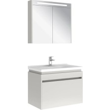 Kale Idea 2.0 80 cm Tek Çekmeceli Set Parlak Beyaz (Lavabo Dolabı + Aynalı Dolap)
