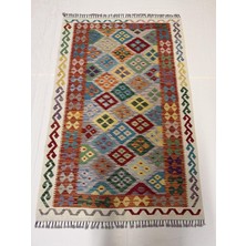 Afgan Halı El Dokuma Afgan Kilim Çift Taraf Kullanım Kök Boya 123 x 188 cm