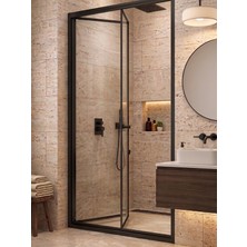 Waterline Ön Cephe Katlanır Akordiyon Kapı Siyah Profil 4mm Temperli Cam H190