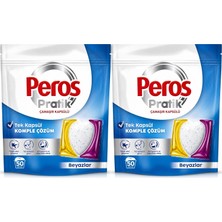 Peros Pratik Matik Çamaşır Deterjanı Kapsülü - Tableti 100 Adet Beyazlar (Avantaj Pk)