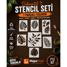 Botanik Yaprak Stencil Seti / Dekoratif Boyama Şablonu 7'li