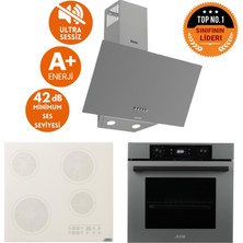 Afm Tech ve Ferre Marka gr Sessiz Elekt Vitro Antrasit-Gri Ankastre SET(D088-SA+V5-04 BEYAZ+FM7710)