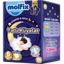 Molfix Tatlı Rüyalar Bebek Bezi 6 BEDEN15+ kg Extra Large 96 Adet Ekonomik Fırsat Pk