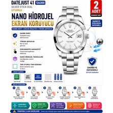 onlinekordon Rolex 126300 Oyster 41 Silver Stick Dial Datejust Uyumlu Nano Hidrojel Ekran Koruyucu 2 Adet Darbe Emici Tpu Film