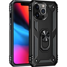 Mestore Apple Iphone 14 Pro Kılıf Sofya Yüzüklü Silikon Kapak - Siyah