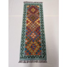 Afgan Halı El Dokuma Afgan Kilim Çift Taraf Kullanım Kök Boya Yolluk 61 x 168 cm