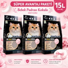 Northland Grey White Doğal Bentonite Bebek Pudrası Kokulu Kedi Kumu 15 Lt
