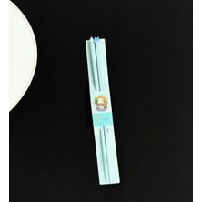 Kedi Figürlü Metal Chopstick (Mavi)