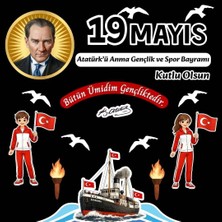 19 Mayıs Atatürk'ü Anma Gençlik ve Spor Bayramı Pano Süsü Figür Seti / Hazır Kesim Okul & Sınıf Dekoru