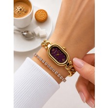 Dice Kayek Oval Mini Vintage Kasa Kadın Kol Saati Çelik Kordon 5 Atm Suya Dayanıklı+Bileklik  DCK213