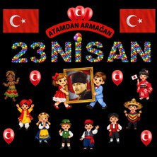 23 Nisan Ulusal Egemenlik ve Çocuk Bayramı Pano Süsü / Okul ve Sınıf Panosu Figür Seti