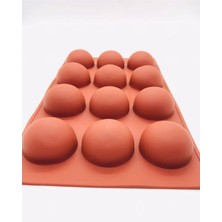 Siliko World Yarım Küre 12'li Silikon Kek Pasta Buz Kalıbı Ürün 4,5cm, Kahverengi