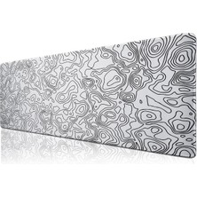 Klasse Pro - 6 Farklı Model Dikişli Kenar 70X30 cm Oyuncu Gaming Mouse Pad (White Map Lines)