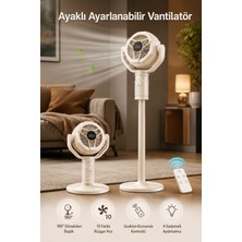 Seyutech Bataryalı Döner Başlıklı Vantilatör Uzaktan Kumandalı 10 Kademeli Zaman Ayarlı Aydınlatmalı Ayaklı Soğutucu Fan