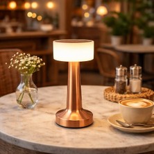 Şarjlı Masa Lambası Inci Rose – Dokunmatik, 3 Renk Işık Modu, Dekoratif Abajur, LED Cafe Restoran Masa Lambası, USB ile Şarj Edilebilir