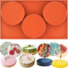 Siliko World Silikon 10CM x 3'lü Yuvarlak Tart&kek Epoksi Için Bardak Altı Kalıbı, Kahverengi