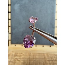 Zadenza Gold %100 316 L Cerrahi Çelik Çift Kalpli Çelik  Göbek Piercngi