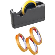 Artlantis Büyük Bant Kesme Makinesi Siyah ve 3 Adet 12X66 Metre Bant Masa Üstü Bant Makinesi Bant Kesici