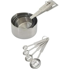 Tinky Winky Gurmeaid Ölçü Kabı+Metal Minik Ölçü Kaşıkları Sıvı Ölçek Seti Metal