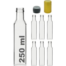 Afracam 250 ml Şeffaf Maraska Kilitli Kapaklı ve Kapüşonlu Boş Cam Şişe 6 Adet