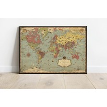 Dekoratif Dünya Haritası Posteri 60X90 cm AMC195