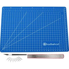 A3 Hobi Kesim Matı Seti Çift Taraflı Cutting Mat Set 45 x 30 cm (Mavi)
