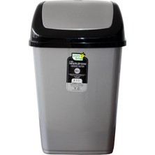 Polytime Sallanır Kapak Ofis Banyo Mutfak Bahçe Çöp Kutusu Kovası 10 L Gri 37X24X19 cm