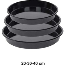 Cook-Lab 20-30-40 cm 3'lü Siyah Parlak Emaye Yuvarlak Fırın Tepsi Seti Siyah 30 cm