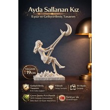 Sallanan Kız Biblosu - Dekoratif Hediye - Home Hediyelik - Ay'da Sallanan Kız Beyaz 14 x 19