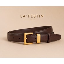 Lafestin Hakiki Deri Gold Toka Kadın Kemeri Pantolon Kemeri, Gömlek Kemeri