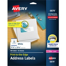 Avery Lazer Etiketler, Mat, Posta, 3-3/4 x 1-1/4, Paket Başına 300 (6879), Beyaz