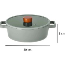 Neoflam Fika Cam Kapaklı Alüminyum Gri Döküm Sığ Tencere 30 cm D-NEOG230L
