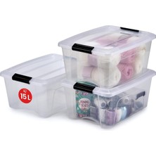 Iris Ohyama, 3'lü Set Istiflenebilir Saklama Kutusu, Klik Kilitli – New Top Box Ntb-15 – Plasti