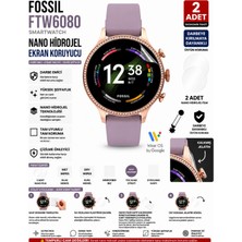 onlinekordon Fossil Gen 6 FTW6080 42 mm Akıllı Saat Uyumlu Şeffaf Nano Hidrojel Ekran Koruyucu 2 Adet Darbe Emici Tpu Film