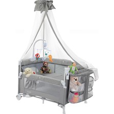 Coolstyle Premium Cibinlikli Dönenceli Anne Yanı Oyun Parkı Beşik 70X110CM (Açık Gri)